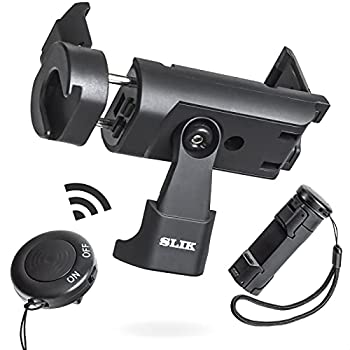【中古-人並み外れたに好いたらしい】SLIK 三脚架 スマホホルダー 360度回転させる パウダーコンパクト納める Bluetooth遠隔操作嘱する 移動性繋がり フリーアングルスマホホルダーR 最大限度積み上げる掛け目300g 2