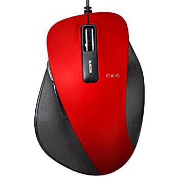 【中古-非常に良い】エレコム マウス 有線 Lサイズ 5ボタン (戻る・進むボタン搭載) BlueLED 握りの極み レッド M-XGL10UBRD