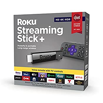【中古-非常に良い】 Roku ストリーミングスティック+ | HD 4K HDR ストリーミングデバイス with ロングレンジ ワイヤレスとボイスリモート with TV 電源 and 音量