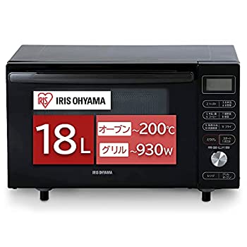 【中古-非常に良い】 アイリスオーヤマ オーブンレンジ 18L フラットテーブル ヘルツフリー 自動メニュー トースト グリル ブラック MO-F1805-B