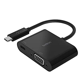 【中古-人並み外れたに好いたらしい】 Belkin 呼びりんキン USB-C to VGA + USB-C 60W PD 相応う取り替えっこアダプター iPad Pro MacBook Pro Air Surface Chromebook 相応う AVC001btBK-A