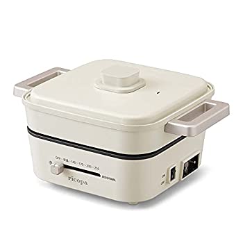 【中古-非常に良い】 アイリスオーヤマ ホットプレート グリル鍋 2枚プレート (平面プレート 深なべプレート) サーモスタット機能 ricopa ホワイトアイボリー IGU-PR2