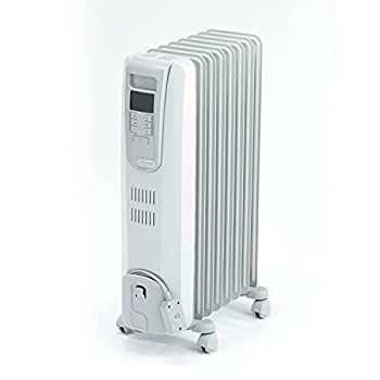 【中古-非常に良い】 DeLonghi デロンギ デジタル ラディアント オイルヒーター 8~10畳用 ゼロ風暖房 KHD410812-GC ホワイト×ライトグレー