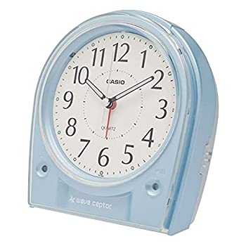 【中古-非常に良い】CASIO(カシオ) 目覚まし時計 電波 ブルー アナログ ライト 付き TQ-580J-2JF