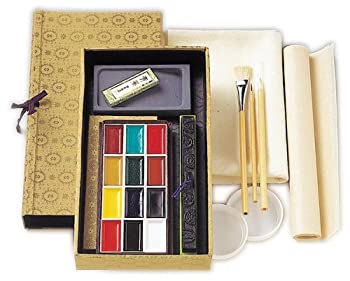 【中古-非常に良い】吉祥 日本画用絵具 顔彩 墨彩画セットNo.1 顔彩12色上製入