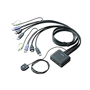 【中古-非常に良い】エレコム KVMスイッチ hdmi usb 切替器 スピーカー 手元スイッチ 2台 KVM-HDHDU2