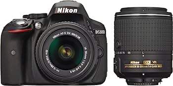 【中古】Nikon デジタル一眼二眼レフ写真器 D5300 ダブルズームキット2 黒いこと カメラ・ビデオカメラ・光学機器-デジタルカメラ