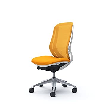 【中古】 オカムラ オフィスチェア シルフィ― ハイバック メッシュ 肘無し アルミ脚 ホワイトフレーム C635BW-FMR8 オレンジ