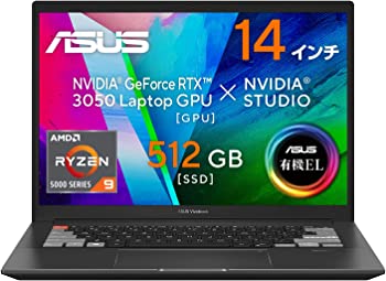 【中古】【有機EL搭載】ASUS ノートパソコンVivobook Pro 14X OLED M7400QC(Ryzen 9 5900HX モバイル/16GB・SSD 512GB /14.0インチ/2,880×1,800/WPS Off