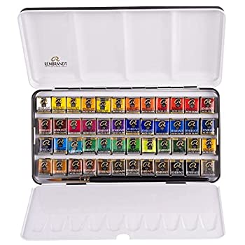 【中古】ターレンス 固形水彩絵具 レンブラント透明水彩 48色セット T.05M8648 ハーフパン