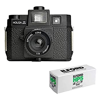 【中古】 Holga 120GCFN ミディアムフォーマットフィルムカメラ Ilford HP5 Plus 白黒ネガフィルム付き (120ロールフィルム) バンドル｜IINEX