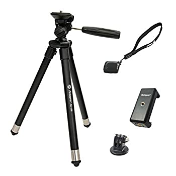 【中古】 Fotopro スマホ三脚 FZ-158+ ブラック スマホホルダー & アクションカメラアダプタ セット リモコン付き 8段 アルミ製 コンパクトデジタルカメラ｜IINEX