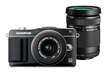 【中古】 OLYMPUS オリンパス ミラーレス一眼 PEN mini E-PM2 ダブルズームキット ブラック E-PM2 DZKIT BLK｜IINEX