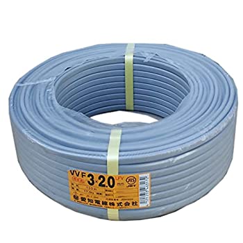 【中古】愛知電線 2.0mm×3芯 100m巻 VVF2.0×3C×100m VVFケーブル 600Vビニル絶縁ビニルシースケーブル平形