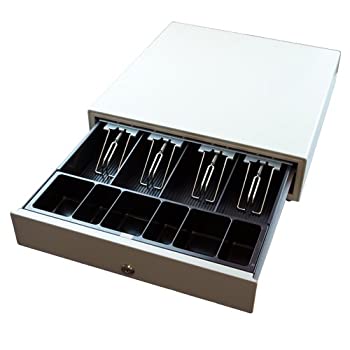 【中古】 ビジコム 国産 キャッシュドロア プリンタ接続 4札 6硬貨 幅40.5cmｘ奥行42.3cmｘ高さ11.3cm (BC-423M-W (白))｜IINEX