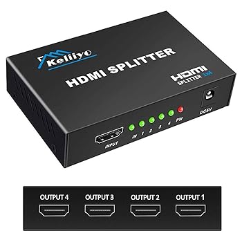 【中古】KELIIYO(ケリイヨ) HDMIスプリッター 入力1出力4 V1.4b電源 HDMIビデオスプリッター ACアダプター付き スクリーンモニターのミラーリング Ultra