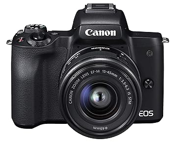 【中古】(人並み外れたに好いたらしい)Canon 銀鏡受け答え一眼写真機 EOS Kiss M 判定基準望遠レンズ一揃いの道具 黒いこと EOSKISSMBK-1545ISSTMLK