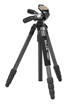【中古】SLIK 炭素三脚 ともし火炭素 E84 4段 中毒者鍵を掛ける式 28粍煙管径 3通い路雲台 クイックシュー式 108321