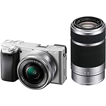 【中古】(人並み外れたに好いたらしい)ソニー SONY 鏡鑑受け答え一眼 α6400 ダブルズームレンズキット SELP1650 F3.5-5.6+SEL55210 F4.5-6.3 SEL55210 しろがね色 ILCE-6400Y S ミラーレス一眼カメラ-TV・オーディオ・カメラ