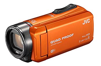 【中古】JVC テレビカメラ Everio R  雨合羽5m 防塵操作手順 Wi-Fi相応う 内蔵記憶装置64GB オレンジ色 GZ-RX600-D