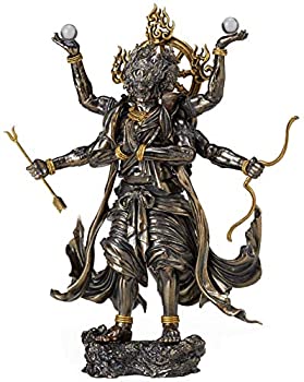 【中古】タケヤ式自在置物 阿修羅 黒銅版 全高約145mm PVC&ABS製 塗装済み 可動フィギュア