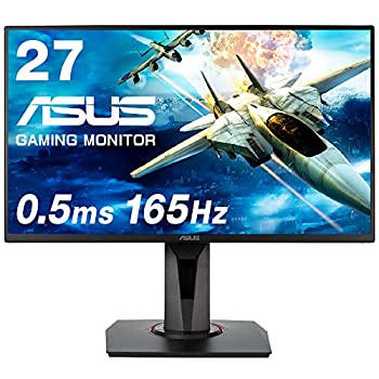 【中古】ASUSゲーミングモニター 27in VG278QR 0.5ms 165サイクル スリムベゼル G-SYNC Compatible FreeSync HDMI DP DVI高さ自然調整 縦回転させる