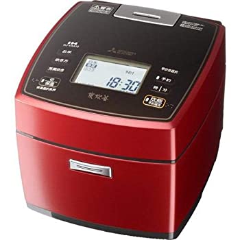 【中古】(非常に良い)三菱 IHジャー炊飯器（5.5合炊き） 赤紅玉MITSUBISHI 備長炭 炭炊釜 NJ-VXA10-R