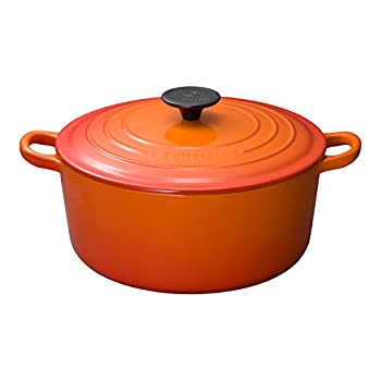 【中古】ルクルーゼ ココット ロンド ホーロー 鍋 IH 対応 24cm オレンジ｜IINEX