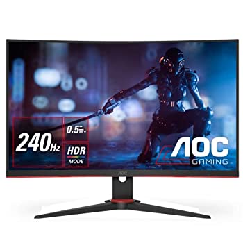 【中古】AOC ゲーミング モニター ディスプレイ C27G2ZE/11 (27インチ/ワイド/曲面/ 240Hz/0.5ms/VA 1500R/FHD/DP/HDMI2.0 x 2/DP1.2 x1)