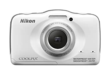 【中古】(非常に良い)Nikon デジタルカメラ S32 防水 1300万画素 ホワイト S32WH