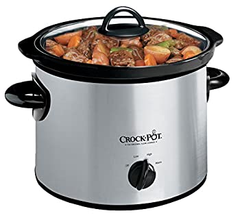 【中古】crock-pot 3-quartラウンド手動Slow Cooker、ステンレス鋼スチール写真と黒いこと