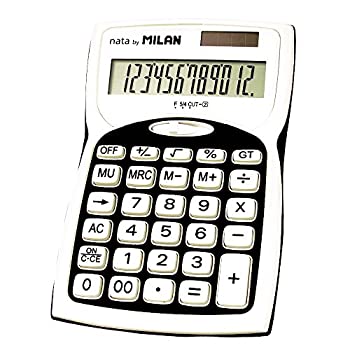 【中古】ミラン 12桁 電卓 152012BL ホワイト×ブラック