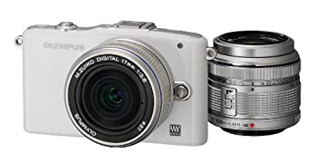【中古】OLYMPUS ミラーレス一眼 PEN mini E-PM1 ツインレンズキット ホワイト E-PM1 TKIT WHT