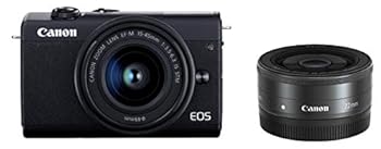 【中古】Canon 鏡鑑受け答え一眼写真機 EOS M200 ダブルレンズキット 黒いこと EOSM200BK-WLK