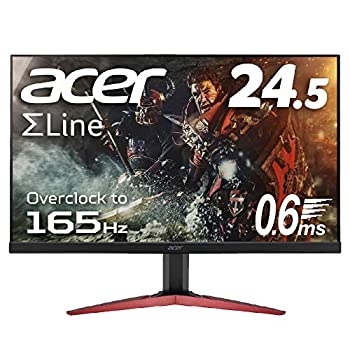 【中古】(非常に良い)Acer ゲーミングモニター SigmaLine 24.5インチ KG251QJbmidpx 0.6ms(GTG) 165Hz TN フルHD FreeSync フレームレス HDMI スピーカー内蔵 ブルー