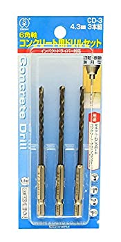 【中古】【非常に良い】大西工業 ６角軸コンクリート用ドリル（NO．２４） ＣD-３セット ３本組（4.3mm&times;３本）｜IINEX
