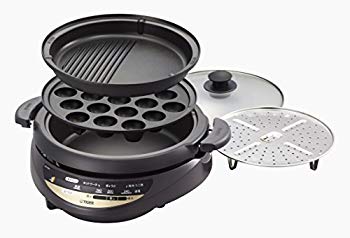【中古】【非常に良い】タイガー グリル鍋 3.7L プレート 3枚 タイプ 深鍋 たこ焼き 焼肉 プレート 蒸し台 蓋 付き ブラウン CQG-B300-T w17b8b5|IINEX
