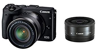 【中古】【非常に良い】Canon ミラーレス一眼カメラ EOS M3 ダブルレンズキット(ブラック) EF-M18-55mm F3.5-5.6 IS STM EF-M22mm F2 STM 付属 EOSM3BK-WLK qqffhab|IINEX