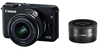 【中古】Canon ミラーレス一眼カメラ EOS M10 ダブルレンズキット(ブラック) EF-M15-45mm F3.5-6.3 IS STM EF-M22mm F2 STM 付属 EOSM10BK-WLK|IINEX