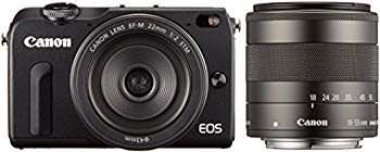 【中古】Canon ミラーレス一眼カメラ EOS M2 ダブルレンズキット(ブラック) EF-M18-55mm F3.5-5.6 IS STM EF-M22mm F2 STM付属 EOSM2BK-WLK 9jupf8b｜IINEX