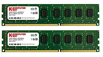 【中古】【非常に良い】Komputerbay 8GBメモリ 2枚組 4GBX2 DUAL デスクトップパソコン用 増設メモリ DDR3 PC3-12800 1600MHz 240pin DIMM d2ldlup|IINEX