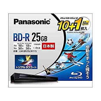 【中古】パナソニック 4倍速ブルーレイディスク(追記)25GB10枚+50GB1枚P LM-BR25LW11S ggw725x|IINEX