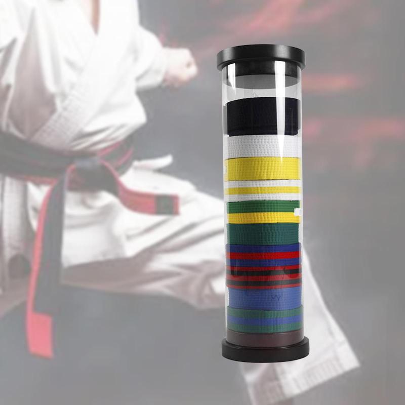 空手帯ディスプレイ.ラックベルトホルダー用品.10本の帯用.大人用.クリア