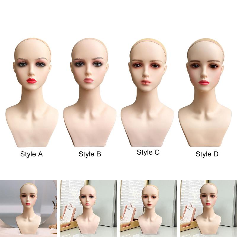 女性ウィッグヘッドマネキン肩付き耐久性のある多機能帽子ディスプレイラック滑らかなマネキンウィッグディスプレイモデル帽子イヤリングネックレス用