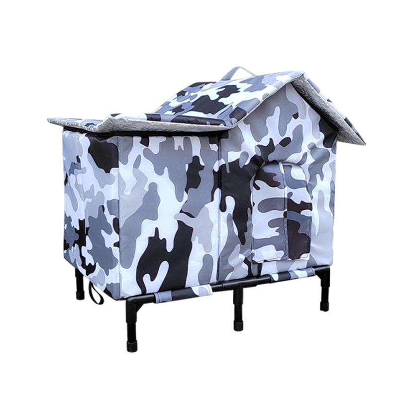 屋外用高床式キャットハウス 猫の巣 暖かい 防風 屋根付き 防水
