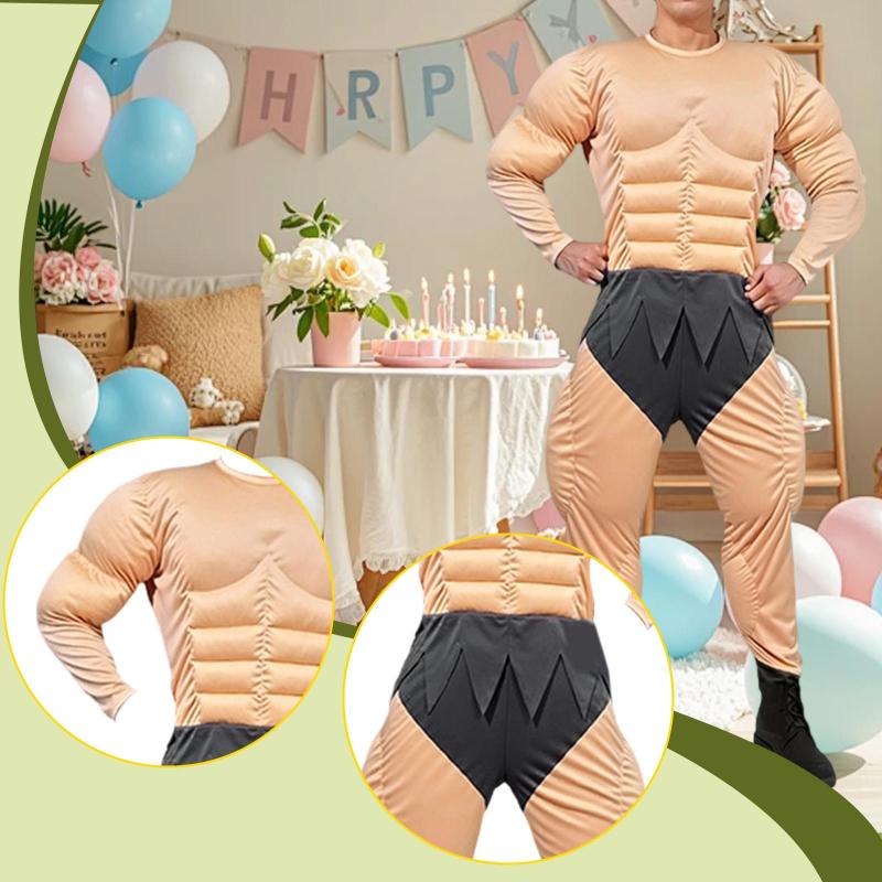 男用マッスルジャンプスーツ.大人用おもしろ.パーティー品.誕生日