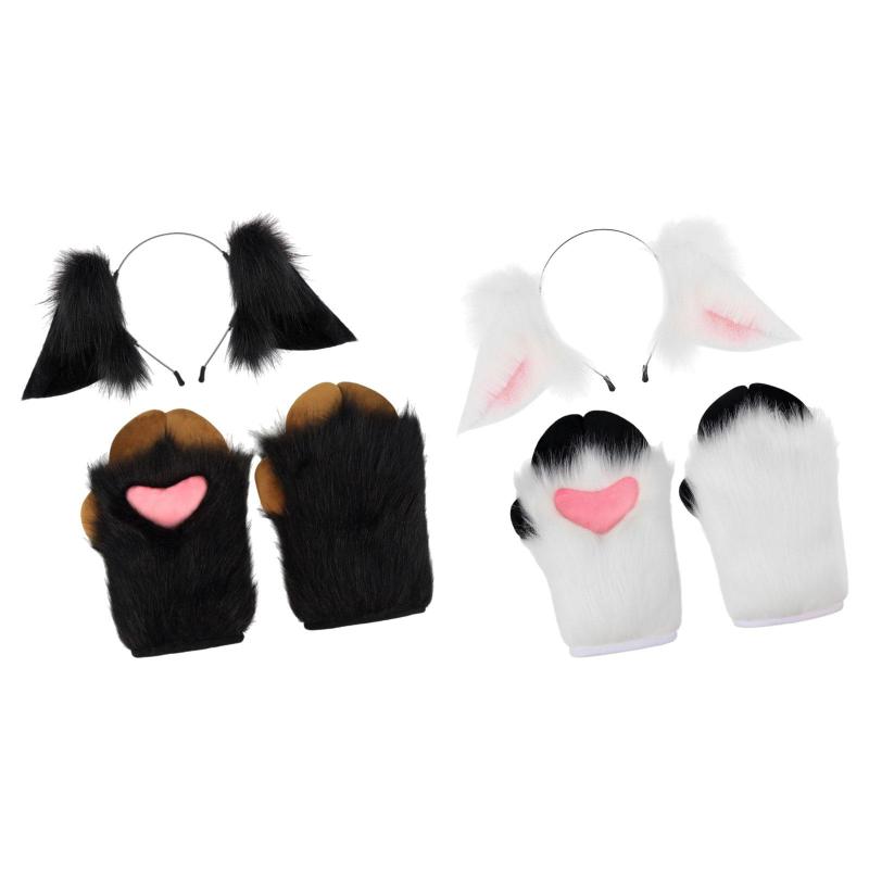 動物の耳のヘッドバンド.羊の蹄の手袋.ヘアバンド.ロールプレイのプロム用の仮装