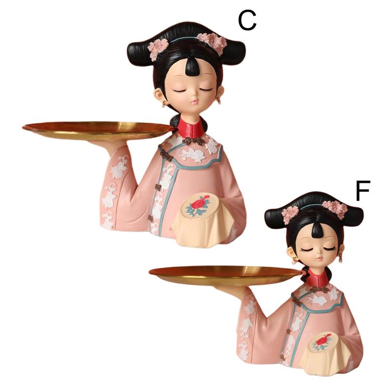中国の宮殿の女の子の置物樹脂クッキーキャンディー皿装飾ジュレイ