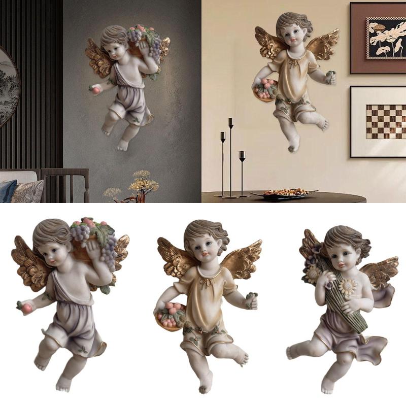 天使のケルビム壁彫刻天使のフィギュアクリエイティブ軽量像置物オフィスレストランリビングルームの装飾