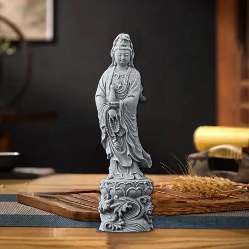 楽天市場】蓮華台座の上に立つ、観音菩薩彫像 高さ 約43.2cm 大理石風